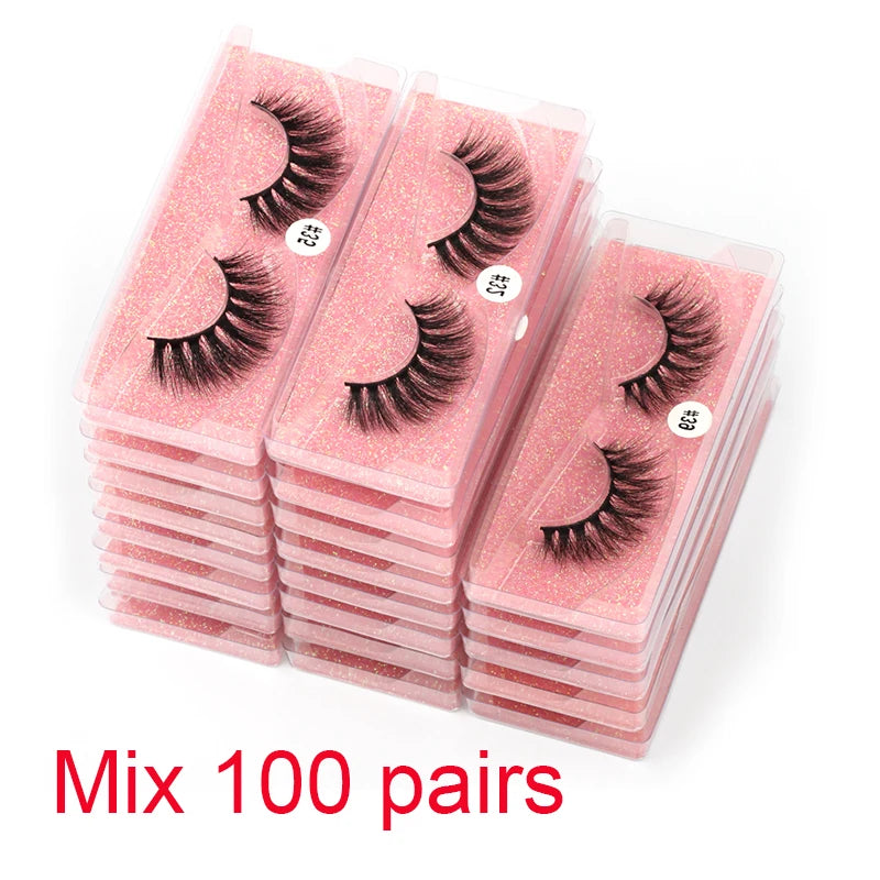 Wholesale Eyelashes 4/20/50/100pcs 3D Mink Lashes Natural Maquiagem False Eyelash Wispy Fluffy Makeup Tools Faux Cilios In Bulk