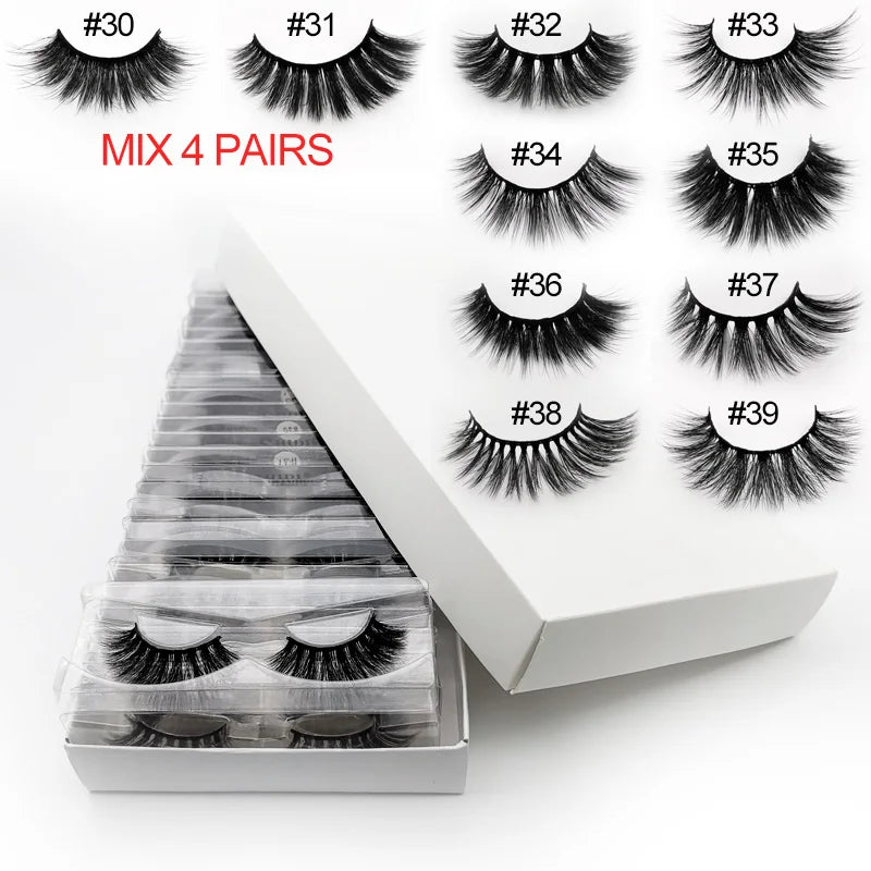 Wholesale Eyelashes 4/20/50/100pcs 3D Mink Lashes Natural Maquiagem False Eyelash Wispy Fluffy Makeup Tools Faux Cilios In Bulk