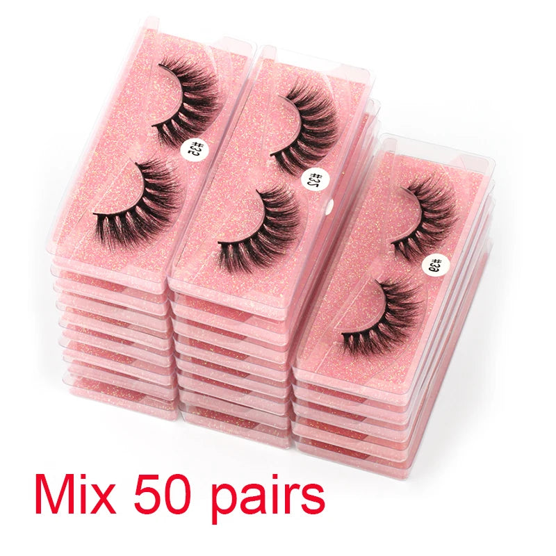 Wholesale Eyelashes 4/20/50/100pcs 3D Mink Lashes Natural Maquiagem False Eyelash Wispy Fluffy Makeup Tools Faux Cilios In Bulk