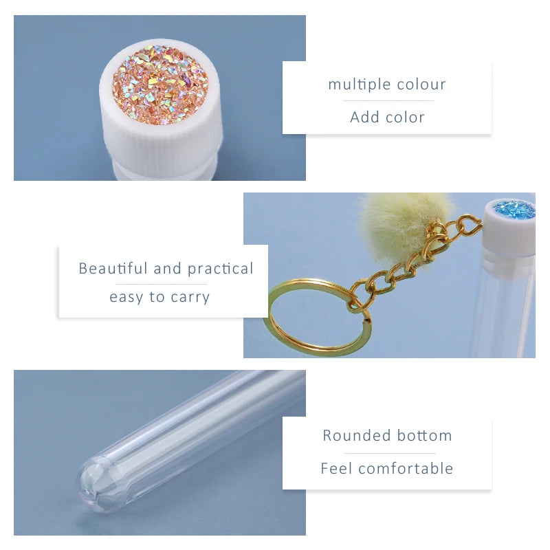 Reusable Eyelash Brush Tube With Key Ring Plush Ball Mascara Wand Container Dust-proof Lash Extension Supplies Makeup Tools