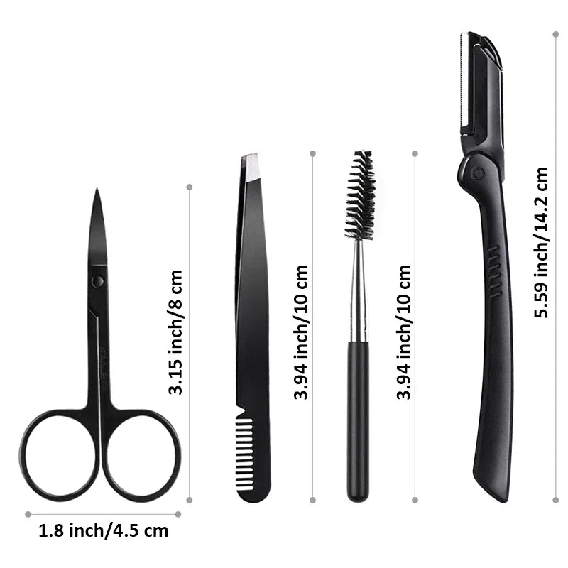 2-17 PCS Eyebrow Trimmer Set  Eyebrow Razor Scraping  Eyebrow Comb Razor Clip Scissors Tweezers Makeup Tools Sets