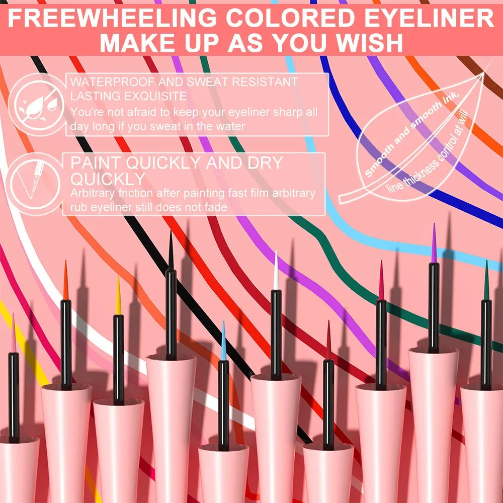 Colorful Liquid Eyeliner Quick Dry Waterproof Eye Pencil Long Lasting Eyes Cosmetic Blue Green Glitter Eye Showdow Makeup Tools