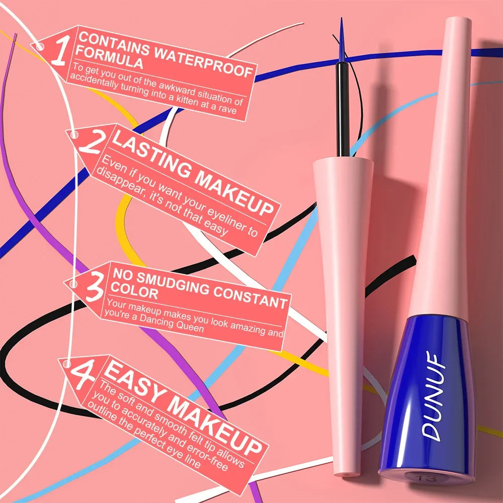 Colorful Liquid Eyeliner Quick Dry Waterproof Eye Pencil Long Lasting Eyes Cosmetic Blue Green Glitter Eye Showdow Makeup Tools