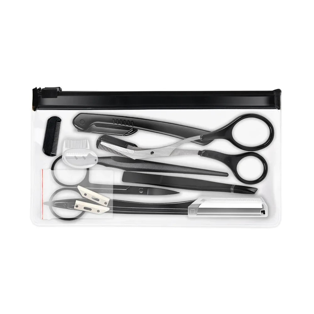 2-17 PCS Eyebrow Trimmer Set  Eyebrow Razor Scraping  Eyebrow Comb Razor Clip Scissors Tweezers Makeup Tools Sets